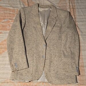 Vintage Hungarian Men's Elegant Tweed Blazer in Cream